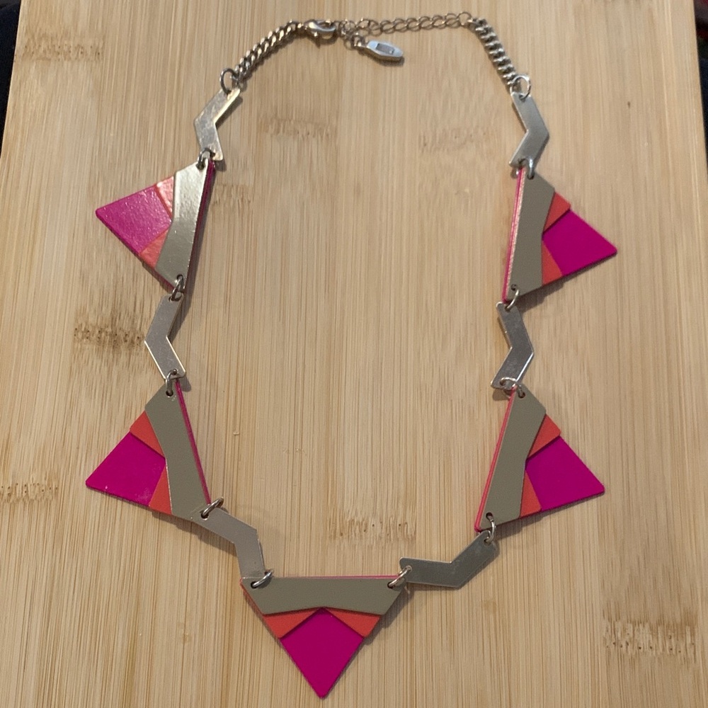 Kensie Pink and Silver Triangle Necklace